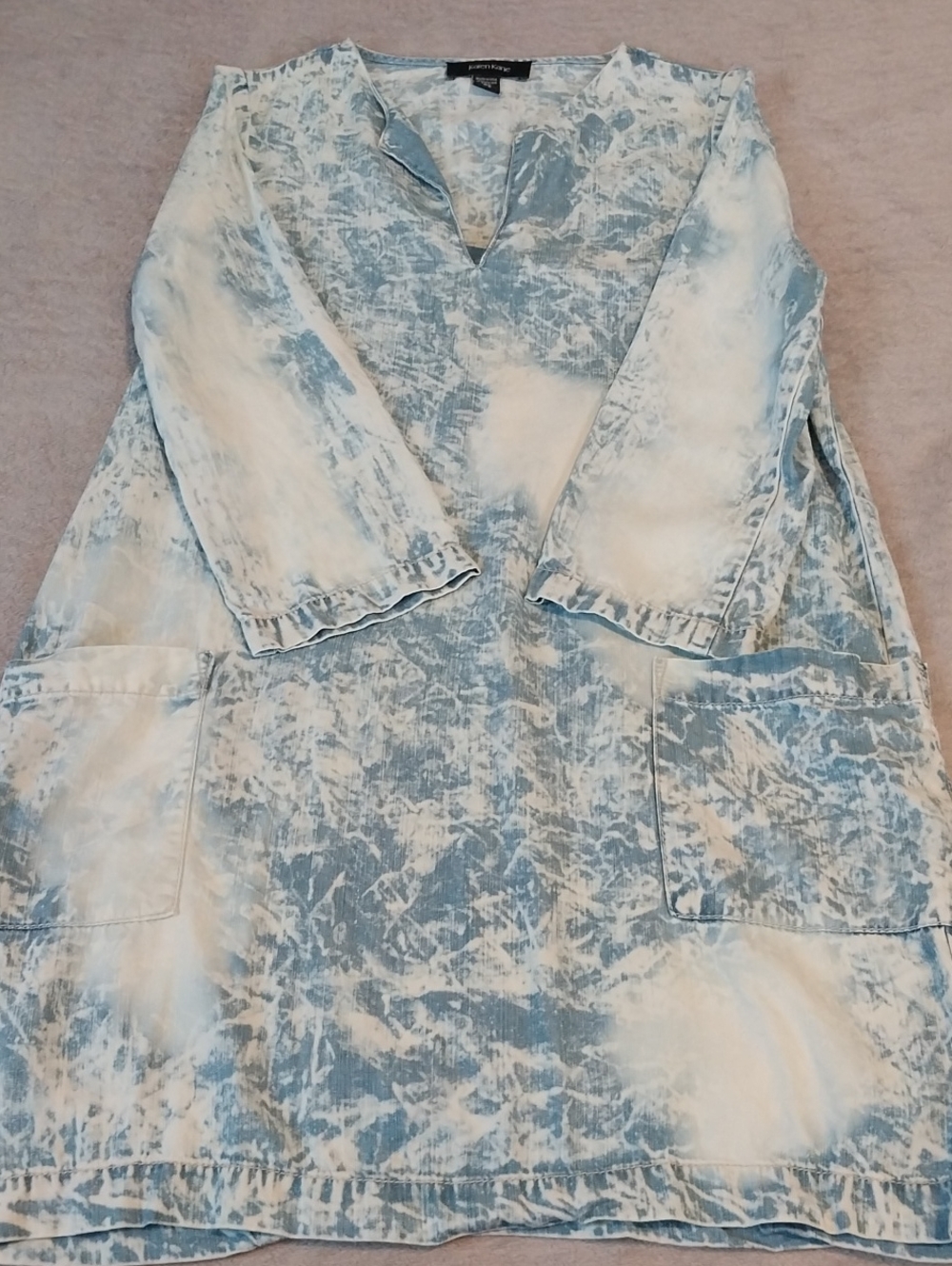 Kids Blue & White Tie-Dye Tunic Dress